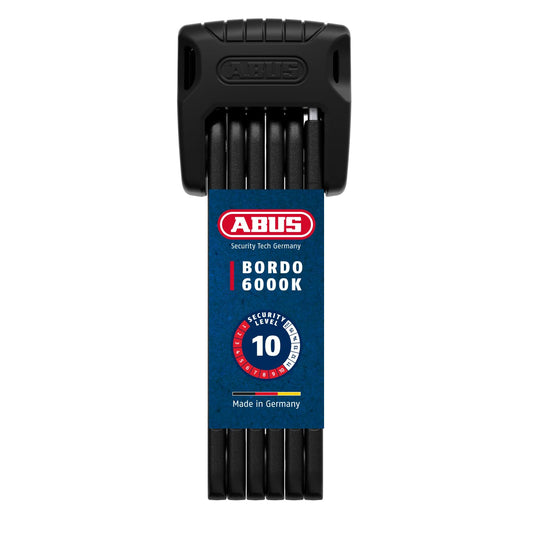 ABUS folding lock Bordo 6000K with SH lock holder - Bike lock with XPlus cylinder for high manipulation protection - ABUS security level 10 - Length 90 cm - Black/Orange