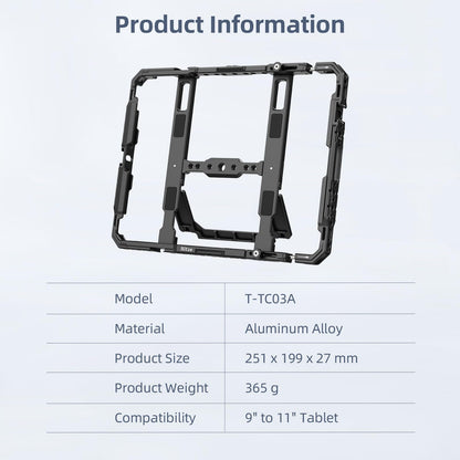 Nitze Tablet Cage for iPad 1 to 10 Gen/iPad Air 1 to 6 Gen/iPad Pro 11 Inch 2024/2022/2021/2020/2018/iPad Pro 10.5 Inch 2017 and other 9 to 11 Inch tablets - T-TC03A