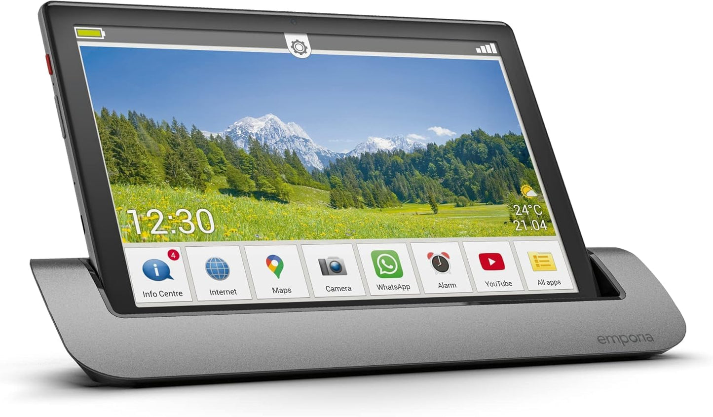 emporiaTABLET | Seniorentablet 4G Volte | Tablet PC with SIM card | 10.1-inch display | Android 11 | 13 MP camera | Black