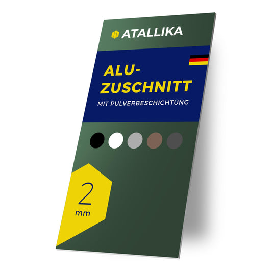 ATALLIKA aluminum plate coated [Moss Green, 1000x1000 mm] - 2mm thick aluminum sheet with one-sided powder coating [weatherproof, outdoor & indoor] - precise sheet metal cut from Germany.