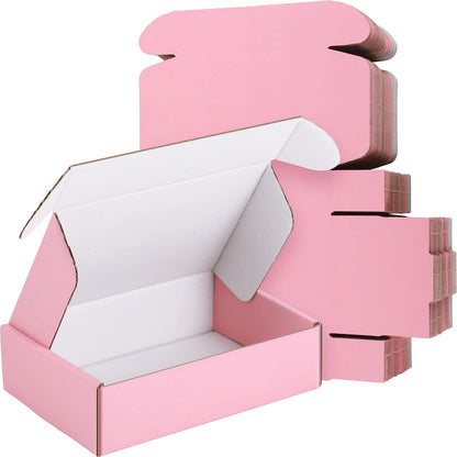 50 pink shipping boxes made of corrugated cardboard 6x4x1.6 inches - packaging boxes for small business - cute boxes and shipping bags for products