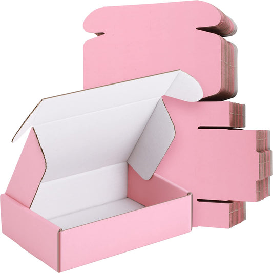 50 pink shipping boxes made of corrugated cardboard 6x4x1.6 inches - packaging boxes for small business - cute boxes and shipping bags for products
