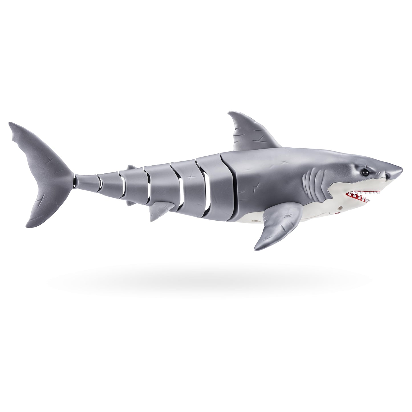 Robo Alive Great White Shark Series 1 by ZURU, battery-operated robot shark toy with light-up feature, perfect for summer pool fun, bath time toy, shark lovers.