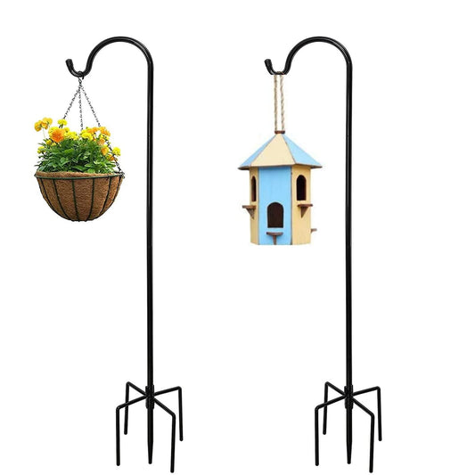 XRR Shepherd's Hooks 2 Pack with 5 prongs 96 cm / 37 inch Shepherd's Hook Metal Garden Stake for lanterns, bird cages, weddings, flower baskets, decorations, etc.