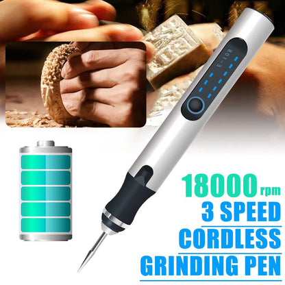Engraving Tool Set, USB Mini Engraving Pen With Engraving Accessories, Wireless Engraving Device For Metal Glass Wood Stone Jewelry Nails Ceramic (Silver-1)