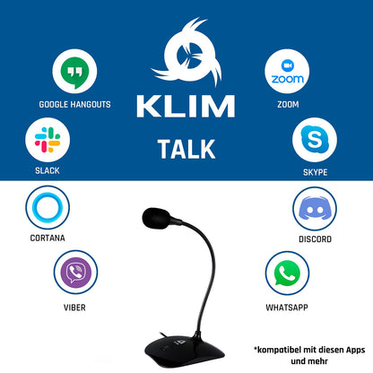 KLIM Talk USB - Desktop microphone for PC and Mac - Compatible with any computer - Professional USB microphone - High definition audio - Black