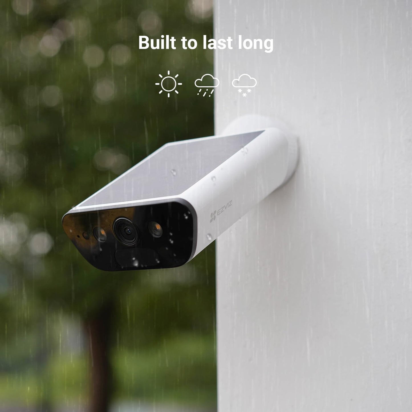 EZVIZ 4K battery-powered security camera with 10400mAh battery, wireless outdoor camera with built-in 1.4W solar panel, AI person and vehicle detection, two-way audio, supports Wi-Fi 6, weatherproof, CB5