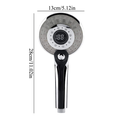 LED shower head, 3 colors color changing temperature control, digital LCD display, handheld shower with digital temperature display, water-saving shower head multifunctional for shower tub