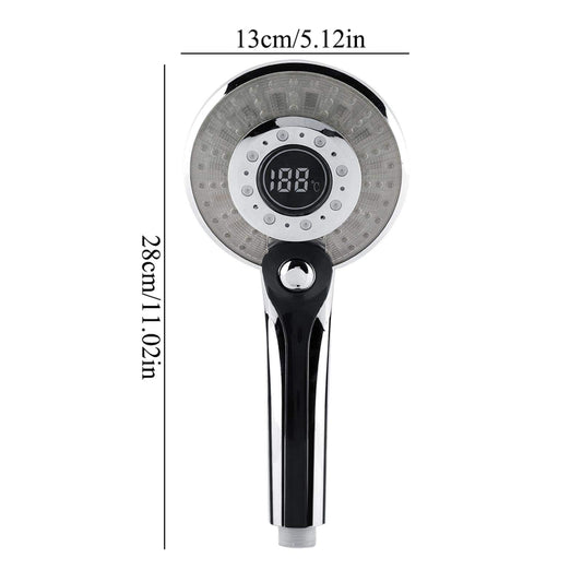 LED shower head, 3 colors color changing temperature control, digital LCD display, handheld shower with digital temperature display, water-saving shower head multifunctional for shower tub