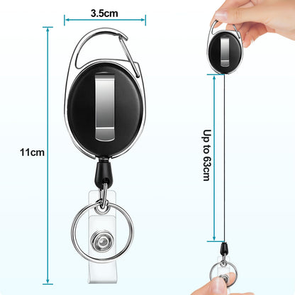 JEFURE retractable keychain 30 pcs, 63cm retractable keychain lanyard, retractable badge holder with pocket clip, for keys and badge holder