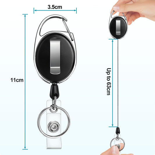 JEFURE retractable keychain 30 pcs, 63cm retractable keychain lanyard, retractable badge holder with pocket clip, for keys and badge holder