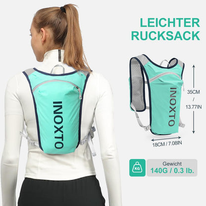 INOXTO Running Backpack, 5L Lightweight Hydration Pack, suitable for outdoor hiking, cycling competition, mountaineering hydration vest, backpack, men and women (Light green)