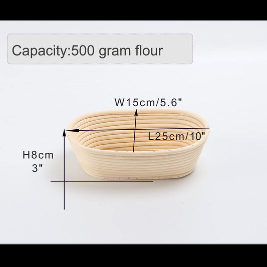2 pieces of oval natural rattan bread baskets Banneton for bread dough, pizza, and pastries 24.5 cm