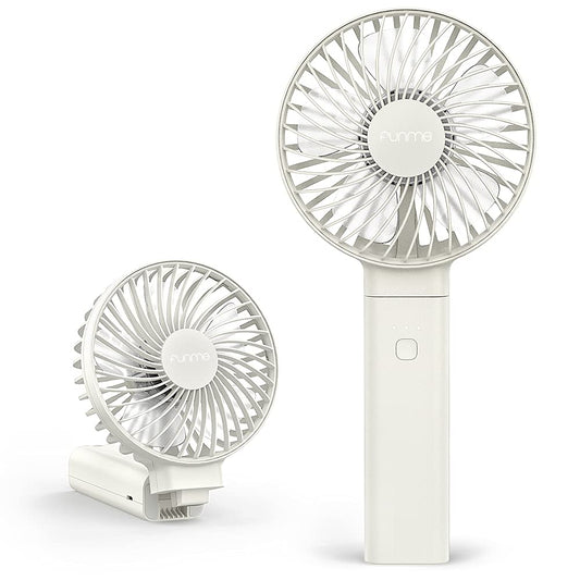 Funme handheld fan battery powerful wind small quiet fan one-touch off/washable/low power display USB fan 4 levels portable personal foldable desk fan for on-the-go