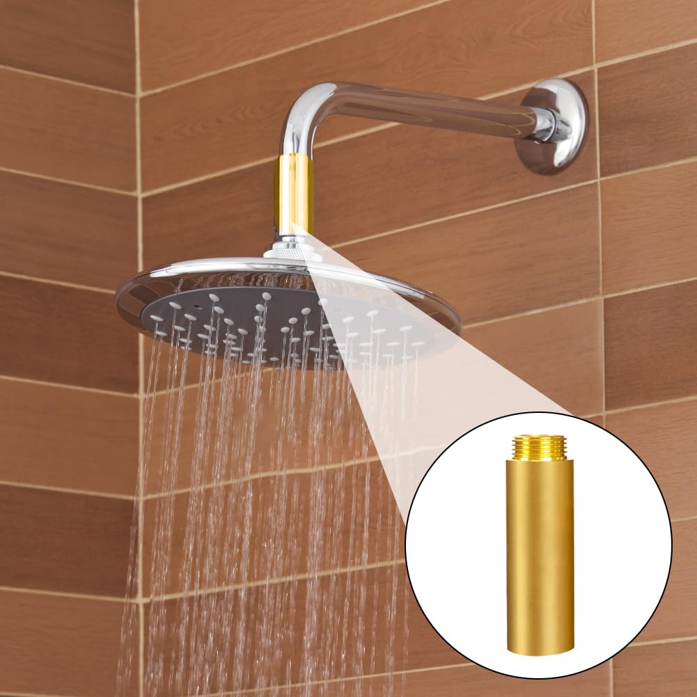 2 pieces of brass faucet extension 3/4 inch x 80 mm, DN20 thread extension, 3/4" female thread x male thread, 80mm brass extension fitting, connection extension for drinking water and heating installation.