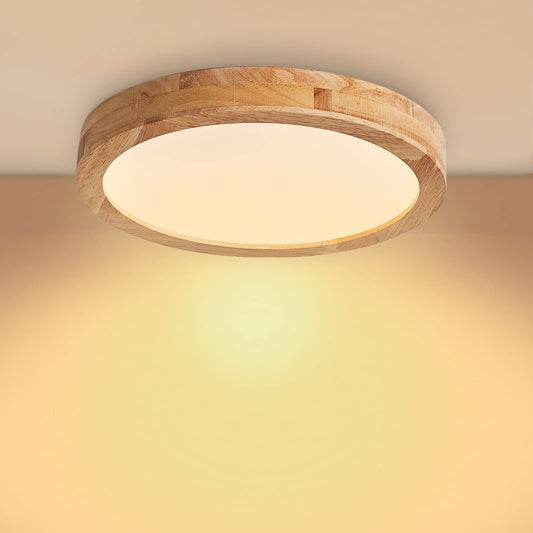 Baerolc LED ceiling light wood, 30CM round ceiling lamp LED lamp kitchen 20W 3000K warm white ceiling lights round wood ceiling lamp for bedroom/office/kitchen/dining room/hall/living room