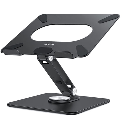 BESIGN LSX7 Laptop stand with 360 Rotating Base, Adjustable ergonomic Notebook Stand, Laptop stand compatible with 10-15.6" Laptops (Black)