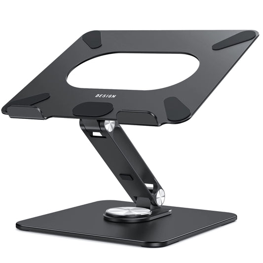 BESIGN LSX7 Laptop stand with 360 Rotating Base, Adjustable ergonomic Notebook Stand, Laptop stand compatible with 10-15.6" Laptops (Black)
