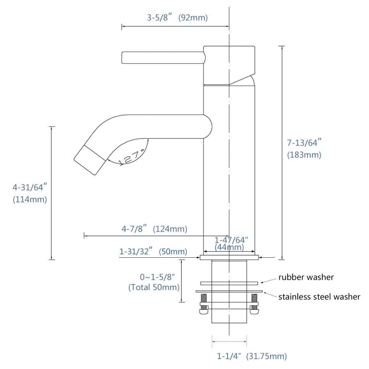 TRUSTMI Brass Bathroom Sink Faucet, Single Lever Mixer, Basin Tap with Water Inlet Hose, Brushed Gold.