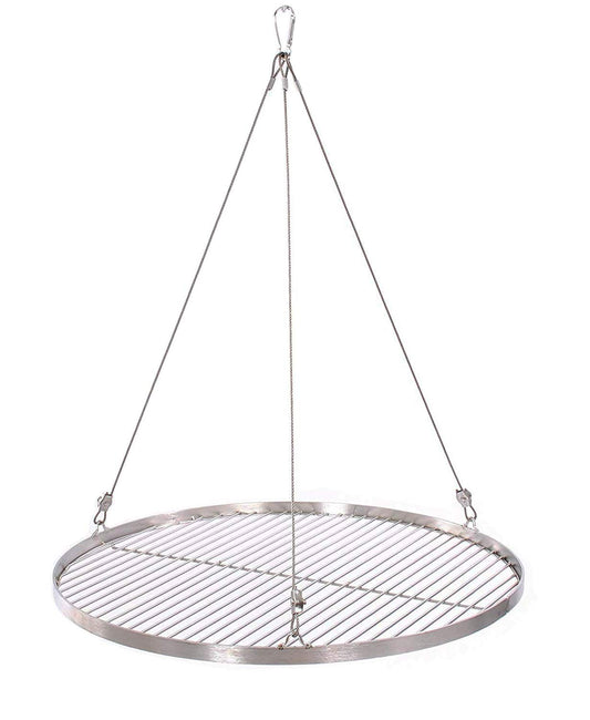 22.4 inch stainless steel 3-leg BBQ grill grate for swinging grill with 0.55 inch rod spacing.