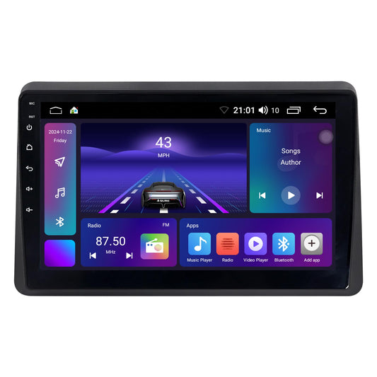JUNHUA 10.1" Android 14 2GB+64GB car radio navigation system for Renault Master 2019-2023, Opel Movano B 2019-2021, Nissan NV400 2019-2023. Features 1280x800 IPS display, wireless Carplay, Android Auto, Bluetooth 5.1, and WiFi.