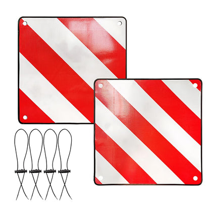 HOVCEH 2in1 warning sign Italy and Spain, 50 x 50 cm warning sign for bike carriers made of aluminum with 4 tension ropes. Warning sign for bike carriers in Italy for motorhomes, bike carriers, caravans, rear carriers.