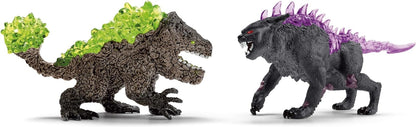 Creepy Eldrador Creatures | Shadow Lynx vs. Rock Crusher 70827 | schleich Eldrador set with crystal elements | imaginative toy | monster action figures for kids 7+ | 2 pieces