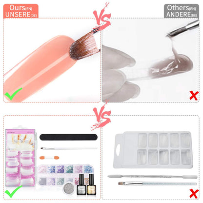 Janolia Nail Extension Kit for nails, Gel Builder Nails Starter Set for nail design with 15ml * 6 colors nail extension gel, base coat, top coat, very suitable for beginners.
