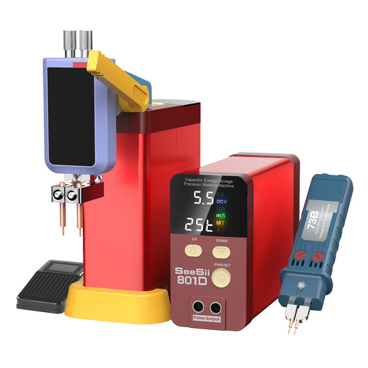 SeeSii 801D spot welding machine, 12KW capacitor energy storage pulse battery spot welding machine with 73B welding pen for industrial spot welding.