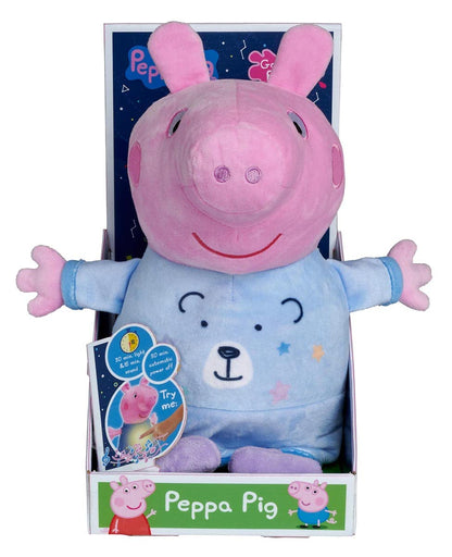 Simba 109262527 - Peppa Pig Good Night Plush, blue, 2in1 with lullaby and night light, automatic timer, 25cm, Peppa Pig, baby toy, cuddly toy, from the first months of life.