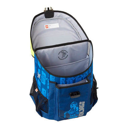 Familando Lego Ninjago backpack set 5 pieces. Easy school bag Jay with filled pencil case, gym bag, rain cover, and large sports bag Blue Ninja Jay.