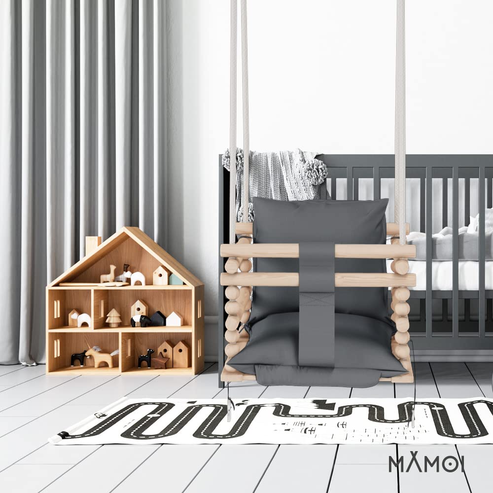 MAMOI® Baby Swing, Indoor Swing, Wooden Swing for Baby and Kids, Children's Swing, Wooden Swings, Toddler Swing for Nursery and Door Frame, 3 in 1.