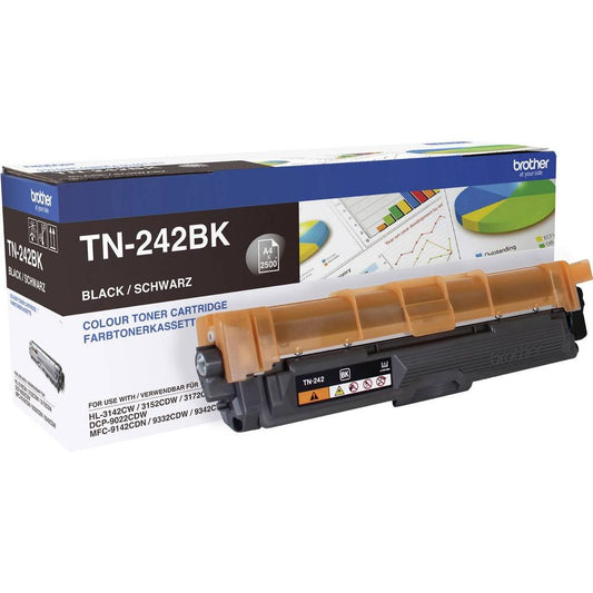 Brother TN242BK Original Toner Cartridge TN-242BK black (for Brother HL-3142CW, HL-3152CDW, HL-3172CDW, DCP-9017CDW, DCP-9022CDW, MFC-9142CDN, MFC-9332CDW, MFC-9342CDW)