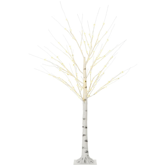 HOMCOM LED Light Tree 150 cm with 96 warm white LEDs, IP44 indoor/outdoor Christmas decoration in birch design artificial Christmas tree decorative light tree.