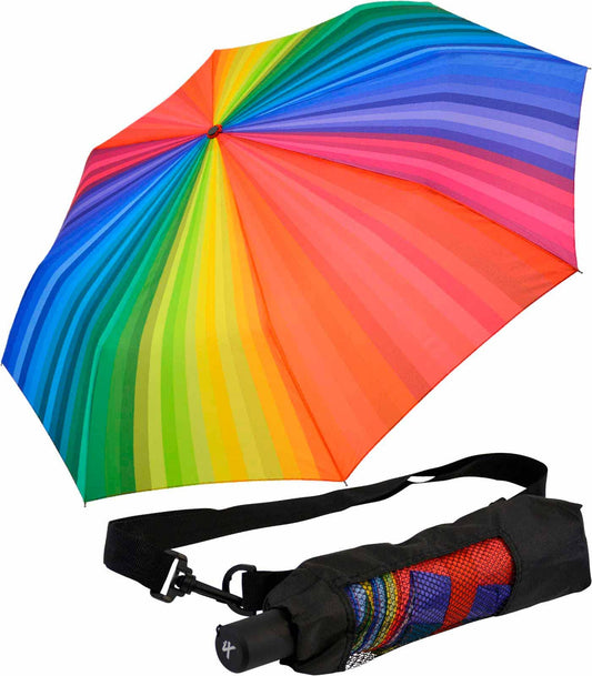iX-brella Trekking XL pocket umbrella Rainbow 115 cm large with shoulder bag Rainbow
