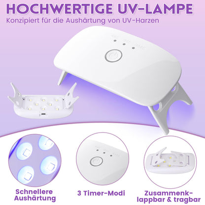 LET'S RESIN UV Resin Set with UV Lamp, 153Pcs UV Glue with Lamp Set, UV Resin Set for keychains, jewelry