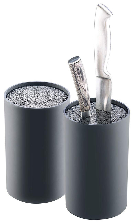 TokioKitchenWare universal knife blocks: Set of 2 universal knife blocks with bristle insert, black (stand for knives, kitchen knife holder)