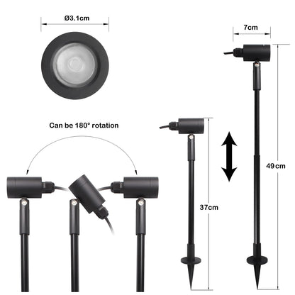 CHNXU 4-piece LED garden lighting 3W garden light IP67 waterproof warm white 3000K 180LM height adjustable garden lamp garden spotlight with 12V power supply for outdoor trees, meadows, gardens, lawns, yards.