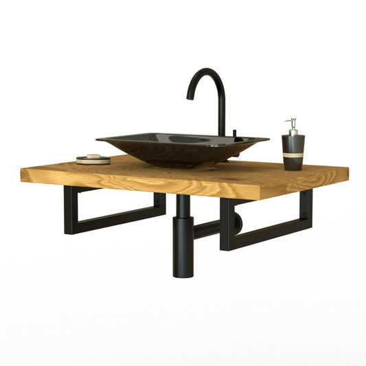 ML-Design 2-piece set wall bracket for washbasin, 350x150 mm, black, steel, design washbasin bracket, wall bracket for undercounter washbasin, console bracket shelf bracket towel holder
