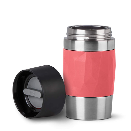 Emsa N21604 Travel Mug Compact Stainless Steel Thermo/Insulated Cup | 0.3 liters | 3h hot | 6h cold | BPA-Free | 100% leak-proof | dishwasher safe | 360° drinking opening | Coral Red