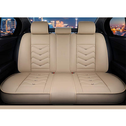 JDWBT Car Seat Covers Set Leather, Car Seat Protector Set Universal, Car Seat Covers Complete Set 5-Seats, Seat Covers Car-Beige (beige)