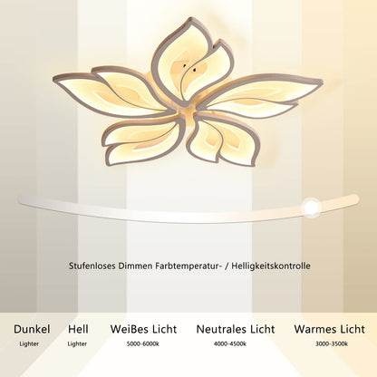 Sky angle LED Ceiling Light with Remote Control Dimmable Bedroom Lamp, Creative Flower Shape Design Living Room Ceiling Light (5 Heads/Ø63cm/24.8in)