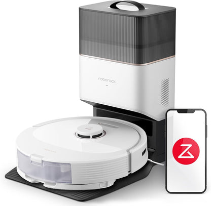 Roborock Q8 Max+ robot vacuum with auto-empty station, DuoRoller brush, 5500Pa suction power, 2.5L dust bag, 350mL water tank, PreciSense LiDAR navigation (White)