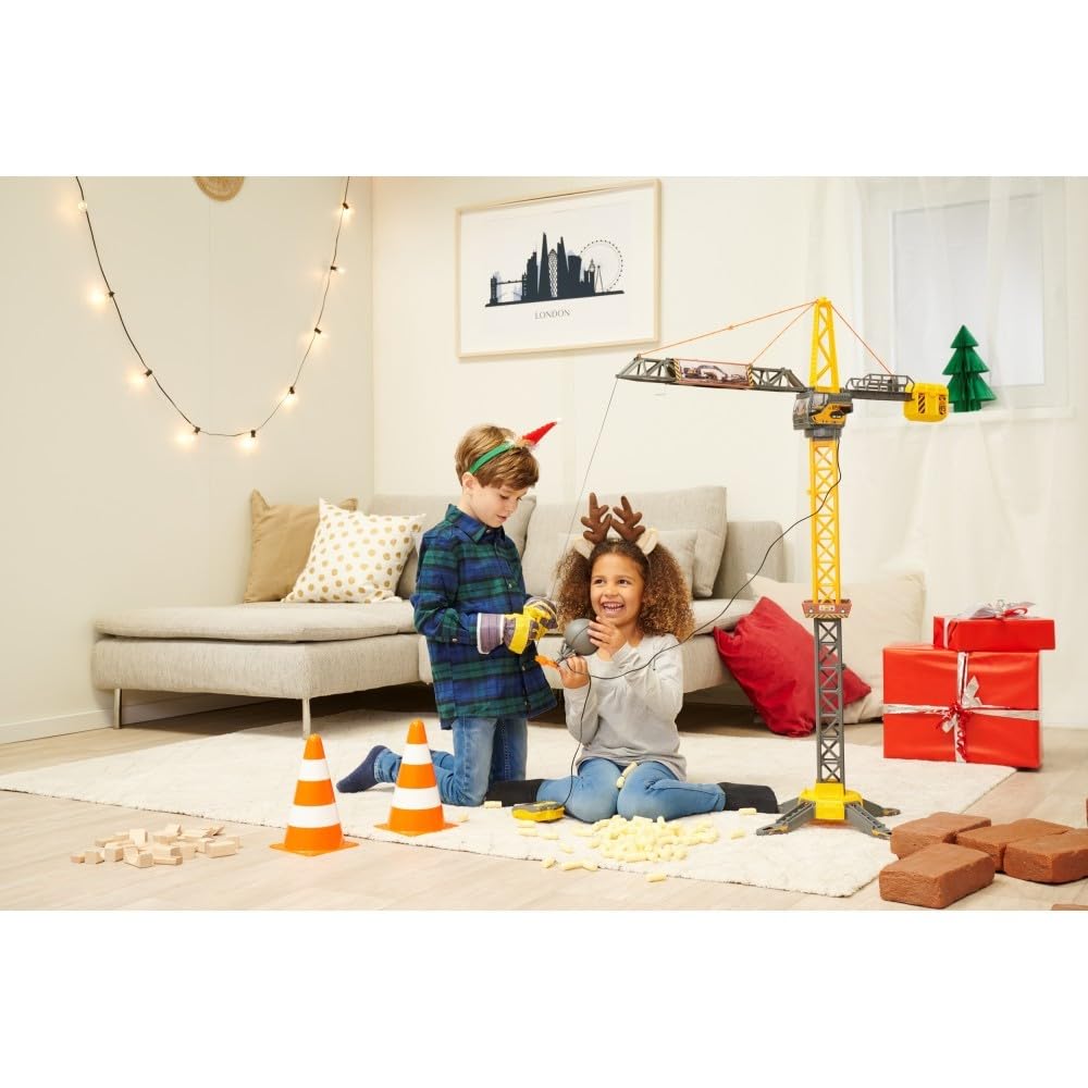 Dickie Toys - Mighty Crane (110 cm) - large toy crane with 360° rotation & wrecking ball including grip function, play crane for children aged 3 years and older with cable remote control.