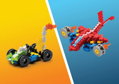 Plus-Plus 9603406 Creative Building Blocks Box, Amazing construction toy, 2400 pieces, Basic, Pink & 9607016 Creative Building Blocks, Learn to Build Vehicles Set, Construction toy, 800 pieces