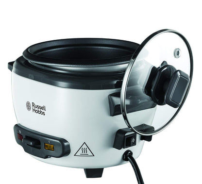 Russell Hobbs rice cooker small [medium] 0.8l (including steamer insert, keep warm function, non-stick cooking pot, rice spoon & measuring cup) slow cooker for vegetables & fish 27030-56