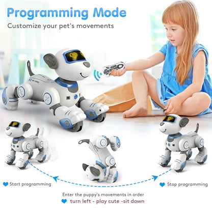 VATOS Robot Dog Kids Remote Control Toy - Interactive Touch and Follow Robot Dog with 17 functions, programmable dance music RC Dog Robot Toy for girls 3-12 years old