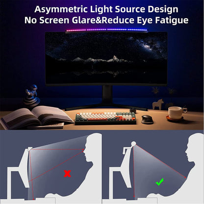 Vanyuei computer lamp for curved/flat monitor, with RGB backlighting, wireless remote control, touch control, no screen glare, curved screen light for gaming.