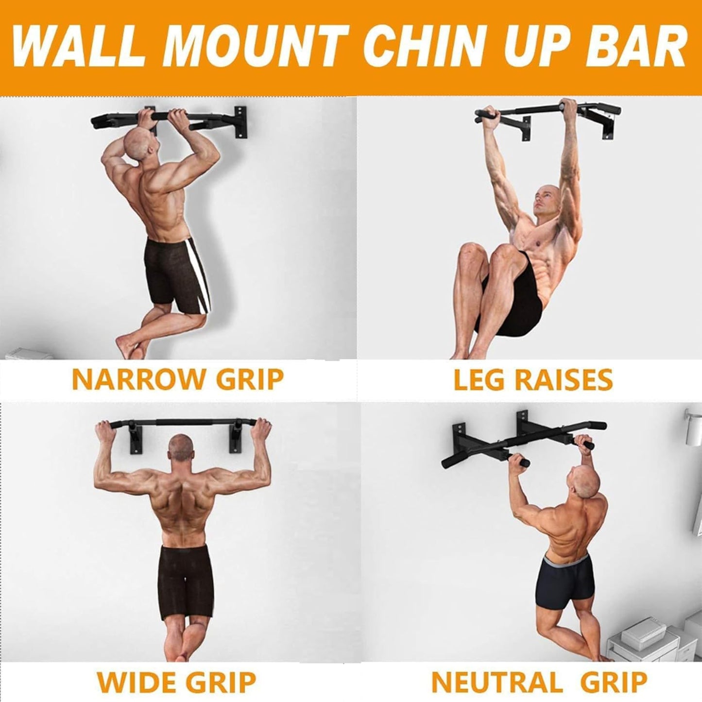 QZWGZ Bar Mount is a heavy-duty, height-adjustable pull-up bar that can support up to 200 kg. It features non-slip grips and is ideal for strength training at home or in the gym.