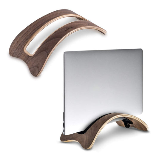 Calibri laptop stand notebook stand - wooden holder with 3 silicone inserts for MacBook Air/Pro/Pro Retina/Tablet iPad - walnut wood